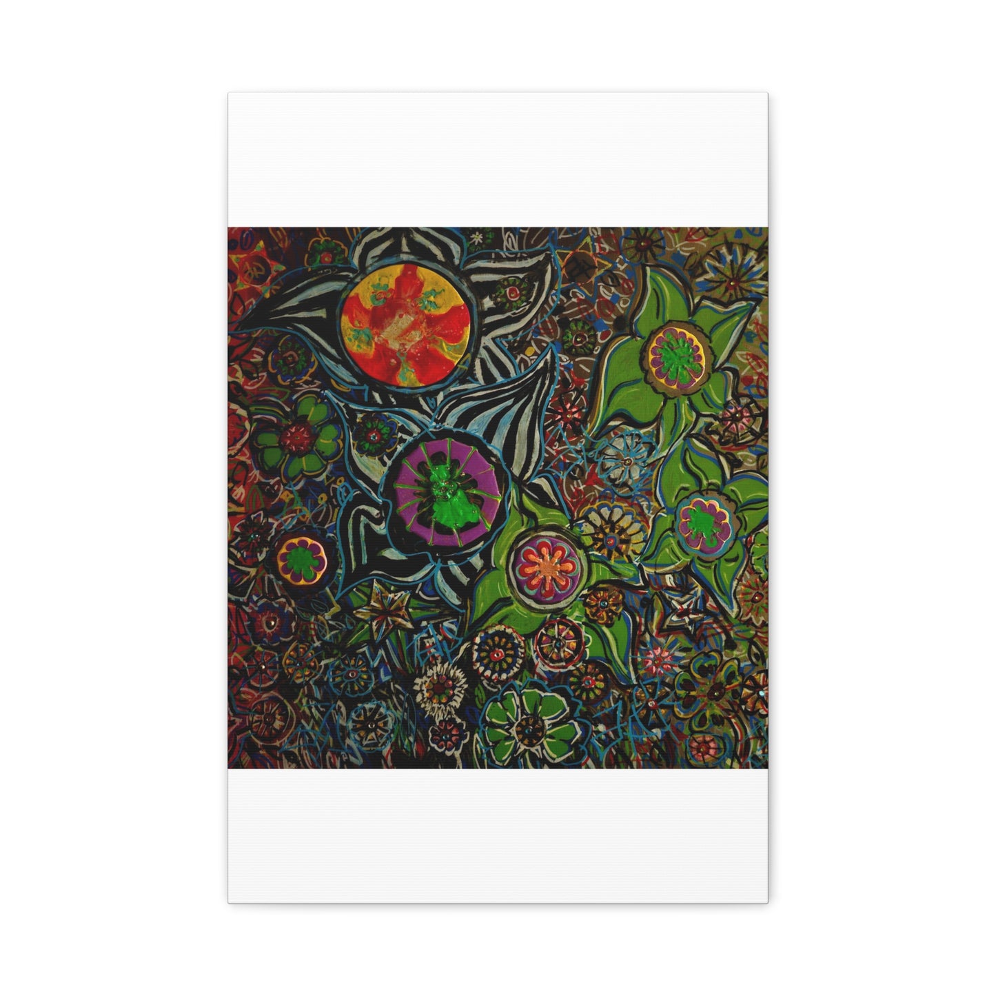 Urban_gardening-03 - Psychedelic Floral Canvas Print — Vibrant Abstract Garden Wall Art