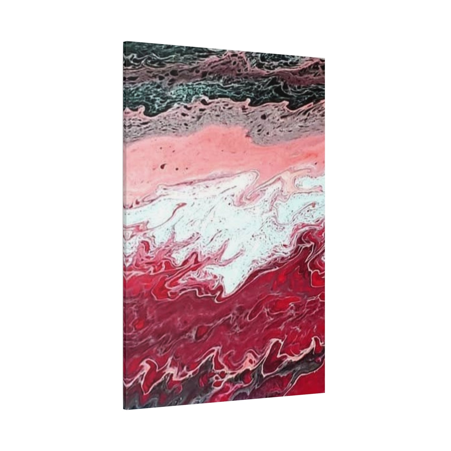 Abstract Pink & Red Fluid Art Canvas — Matte Stretched Wall Art