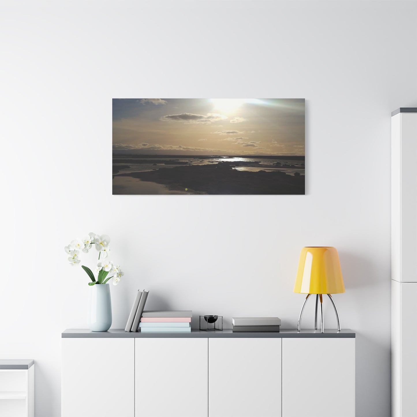 Sunlit Coastal Reflection (don edwards preserve)Canvas Print — Matte Stretched Wall Art