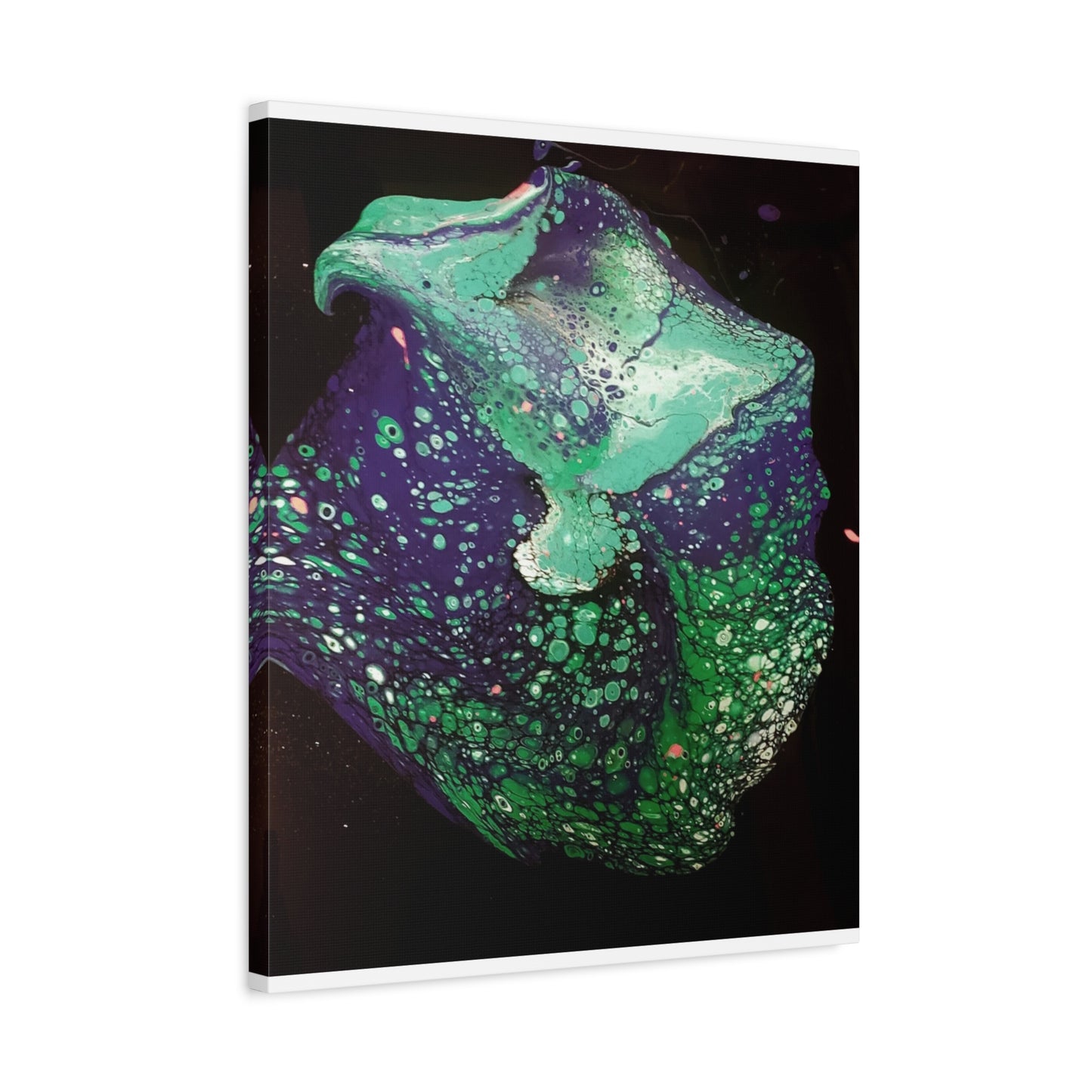 Abstract Green & Teal Fluid Art Canvas Print - Matte Stretched Wall Art
