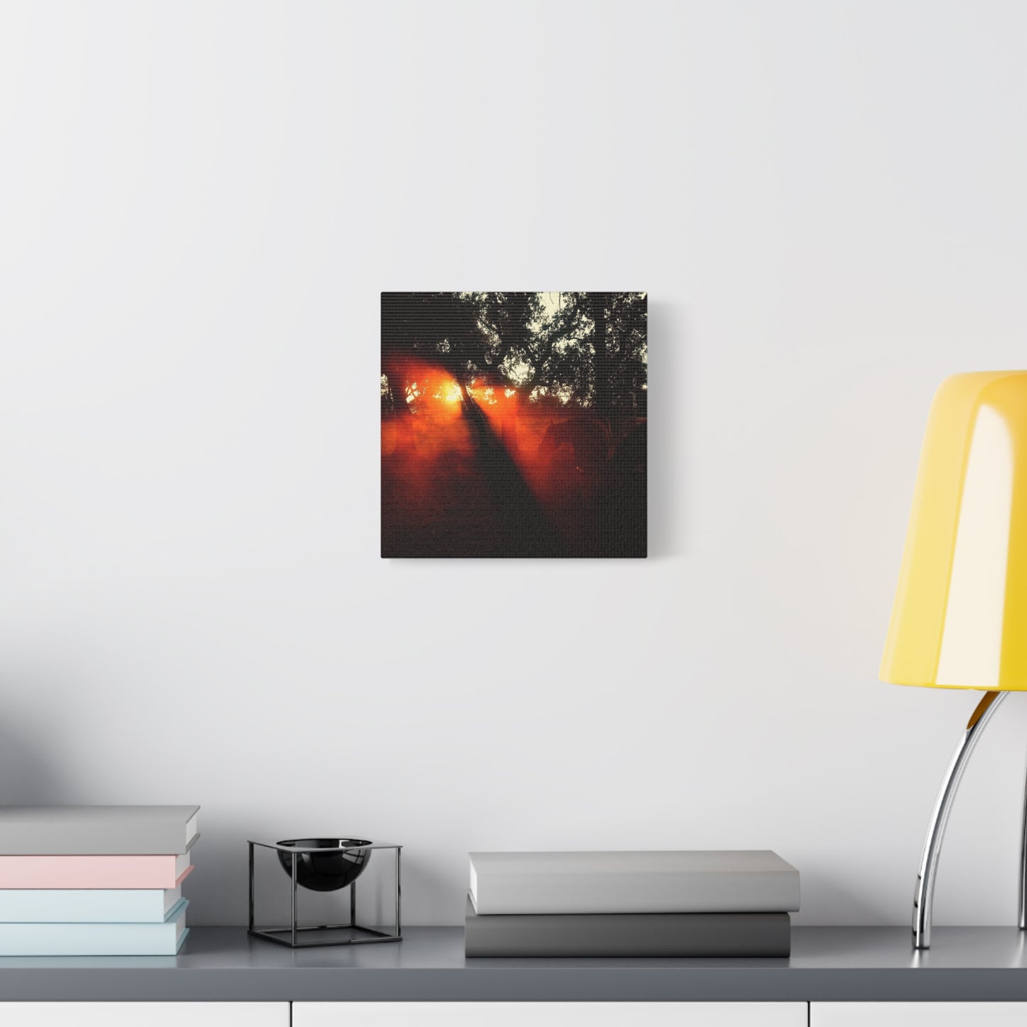 Sunset Forest Matte Canvas Wall Art — Dramatic Orange Light Photography