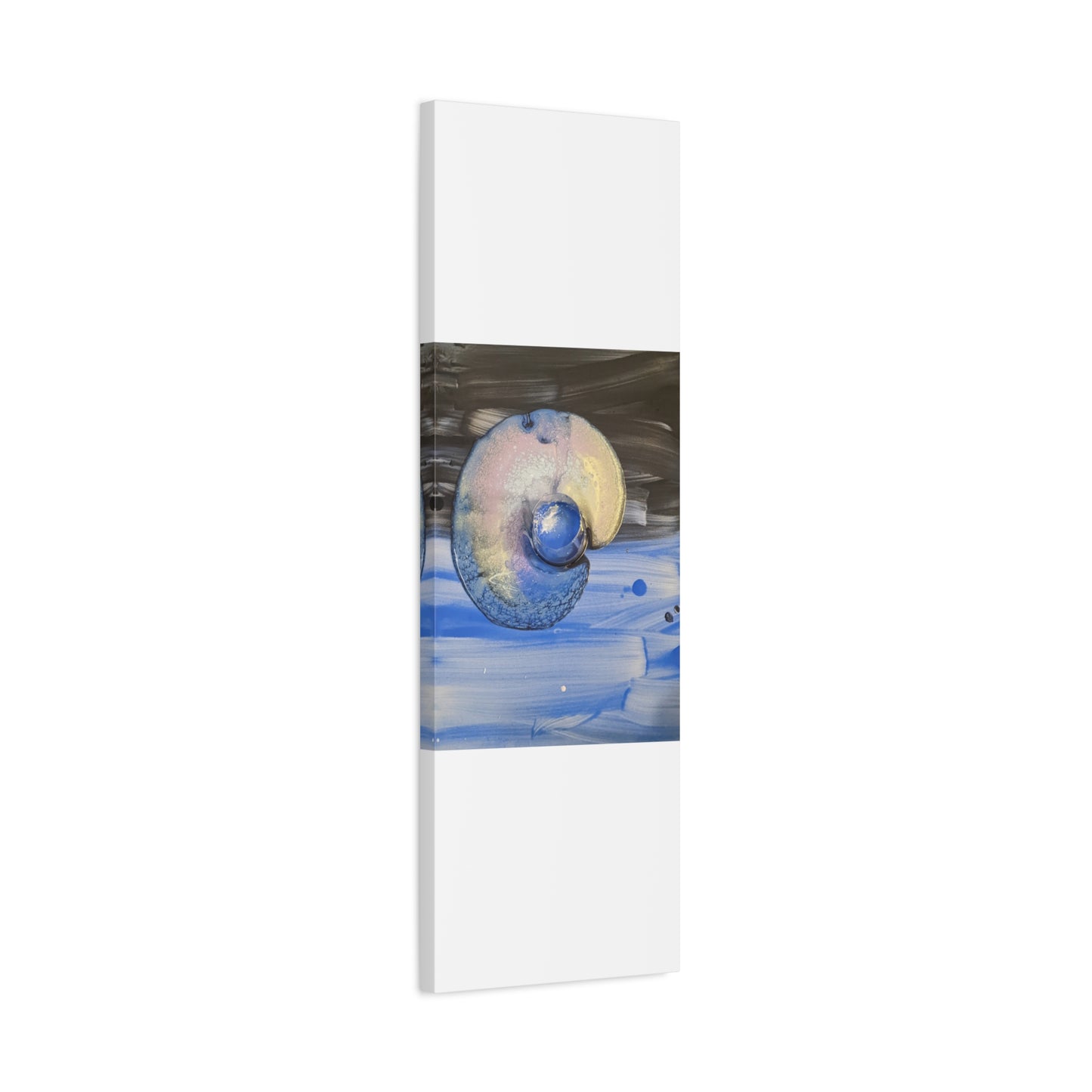 the nautilus - Abstract Blue Spiral Matte Canvas Art - Nautical Coastal Wall Decor