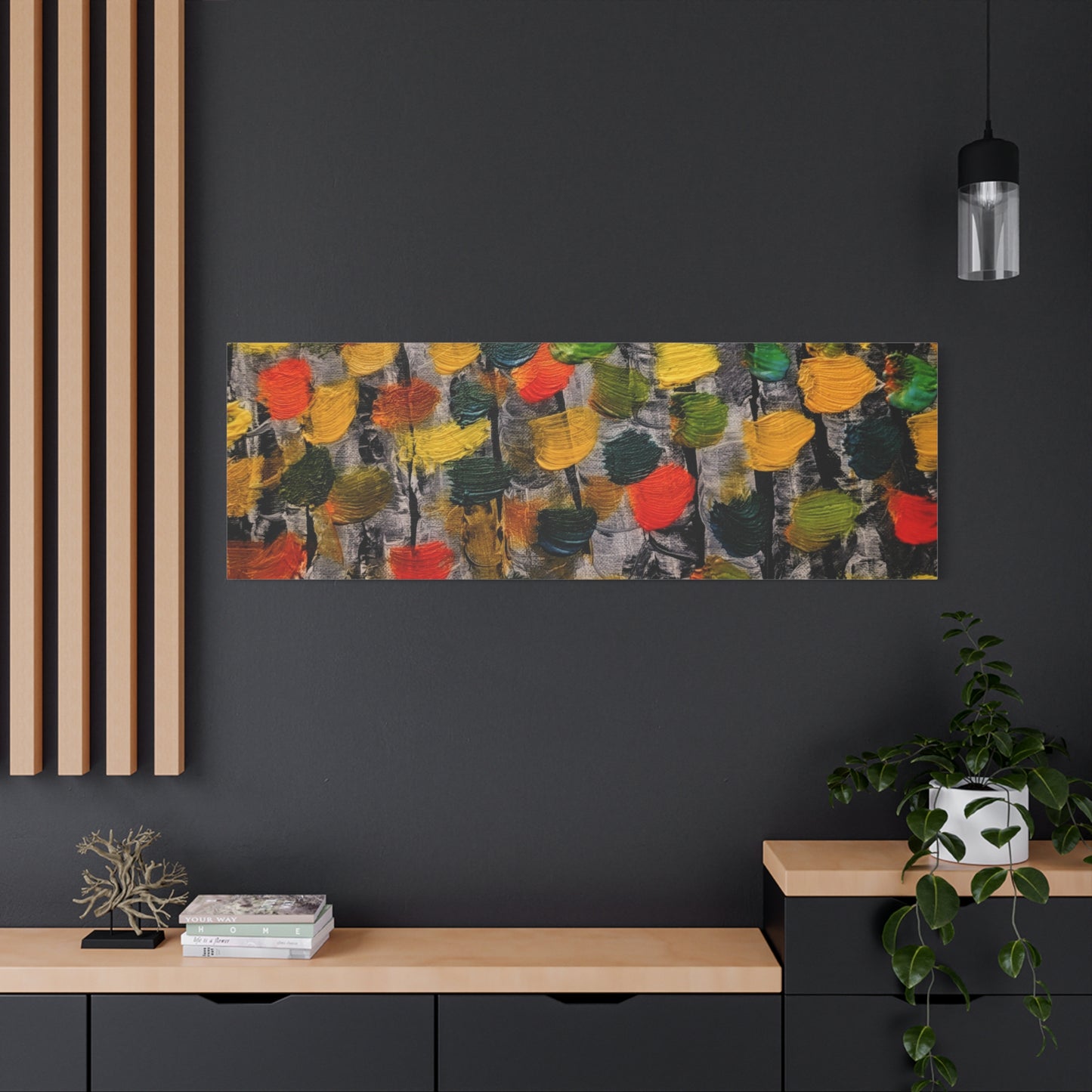 birch trees with color strokes - Abstract Color Bloom Matte Canvas Wall Art — Stretched 1.25"
