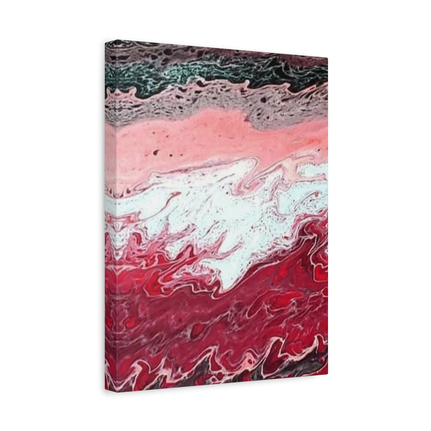 Abstract Pink & Red Fluid Art Canvas — Matte Stretched Wall Art