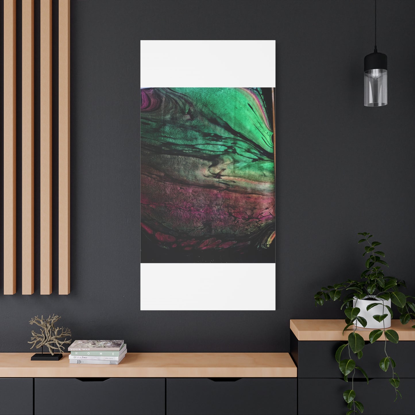 flame tempered pour - Abstract Teal & Magenta Canvas Wall Art — Matte Stretched 1.25"