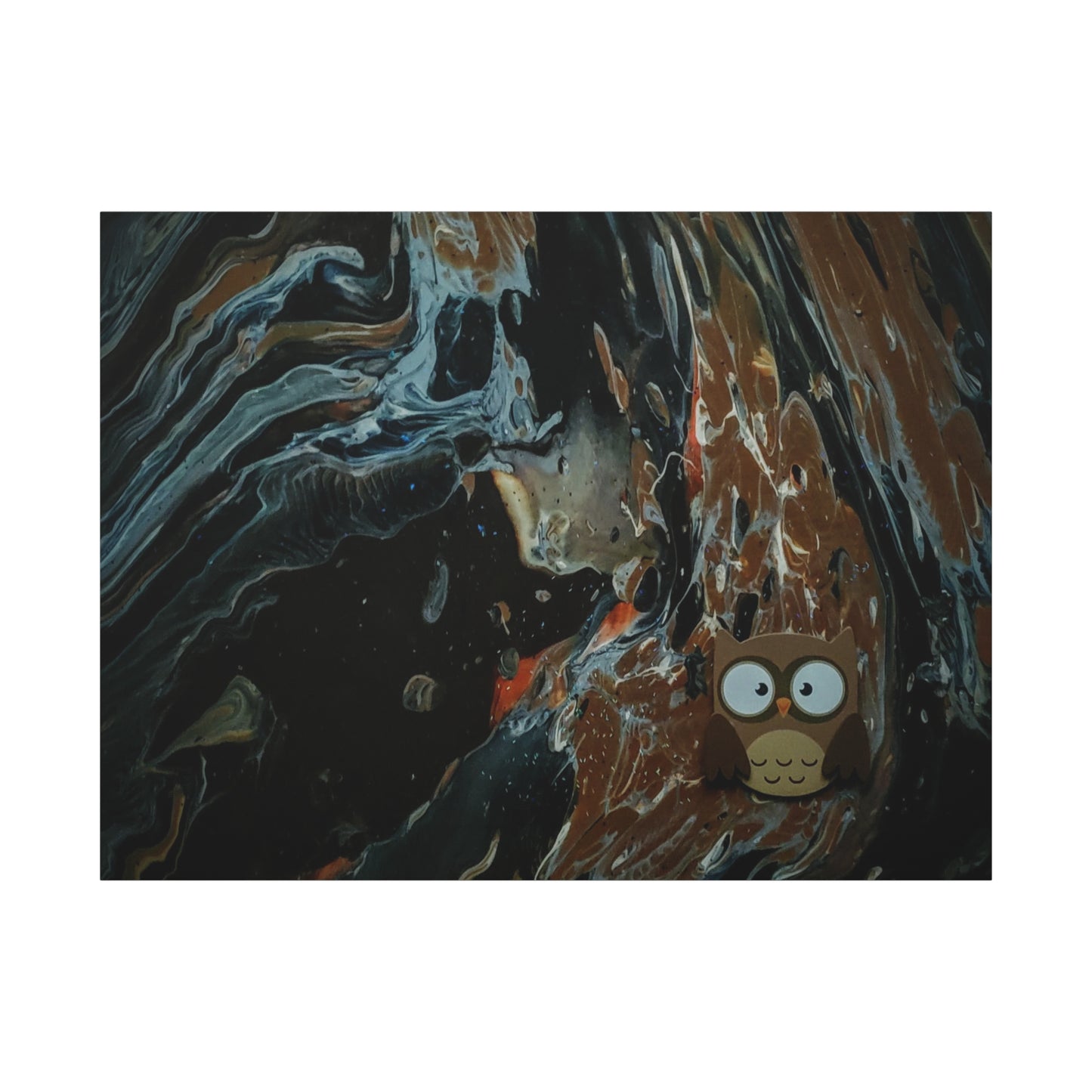 Abstract Swirl Owl Matte Canvas Print