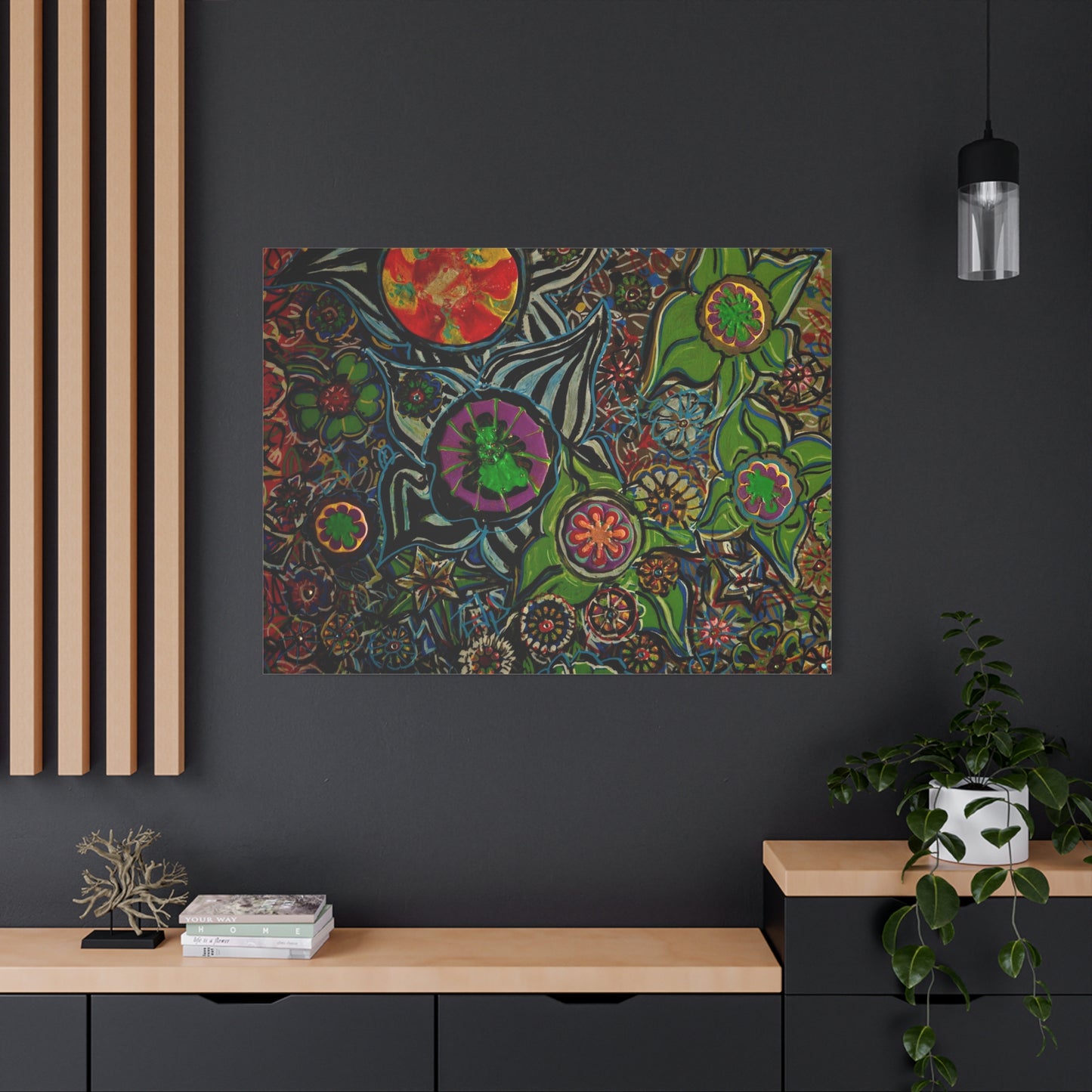 Urban_gardening-03 - Psychedelic Floral Canvas Print — Vibrant Abstract Garden Wall Art