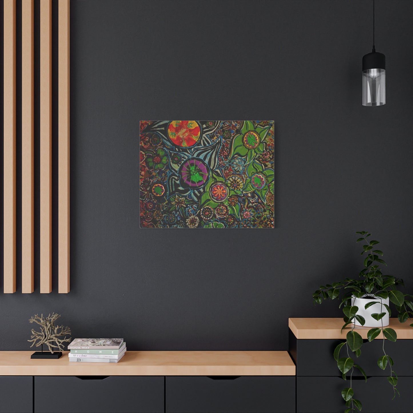 Urban_gardening-03 - Psychedelic Floral Canvas Print — Vibrant Abstract Garden Wall Art