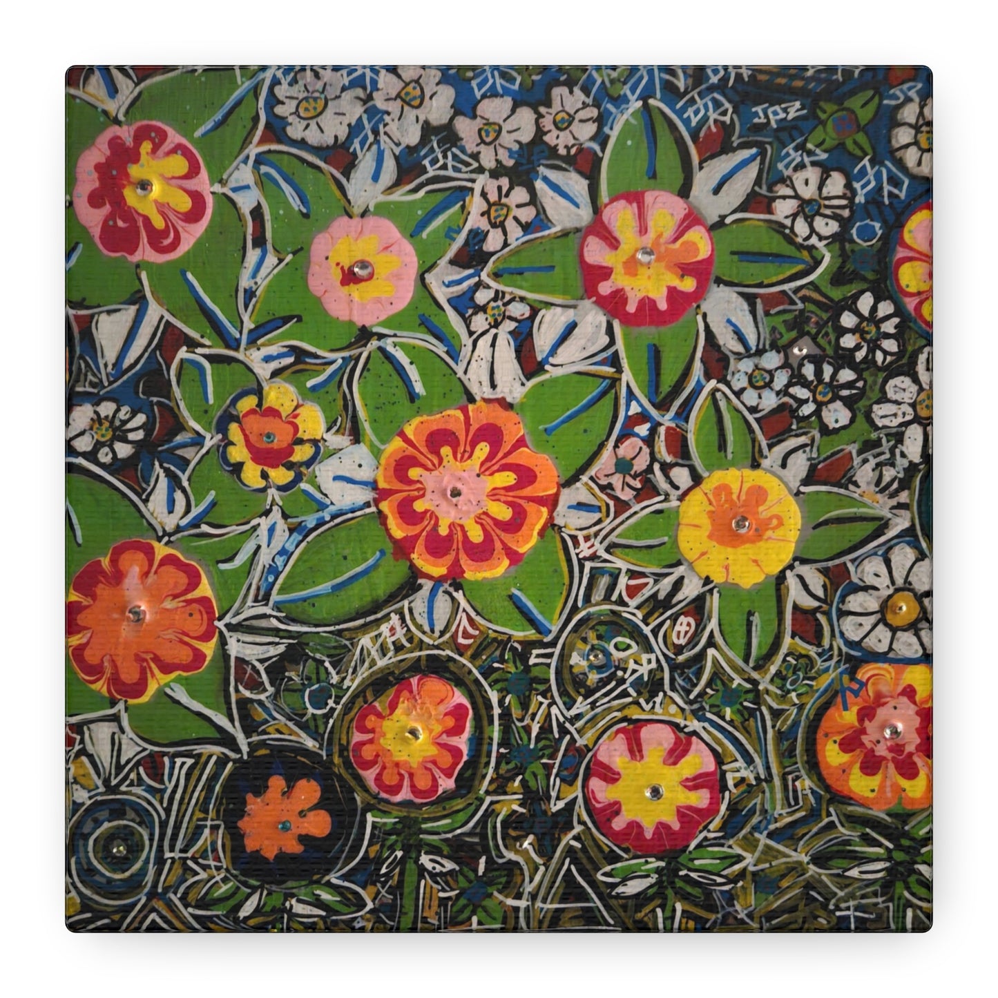 Urban_gardening-04 - Floral Pop Matte Stretched Canvas – Colorful Hand-Painted Garden Wall Art