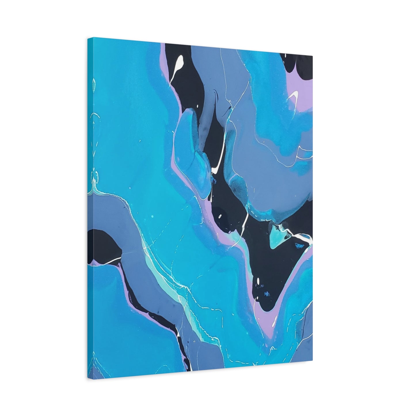 Abstract Blue Fluid Art Canvas Print — Matte Stretched Wall Art 1.25"