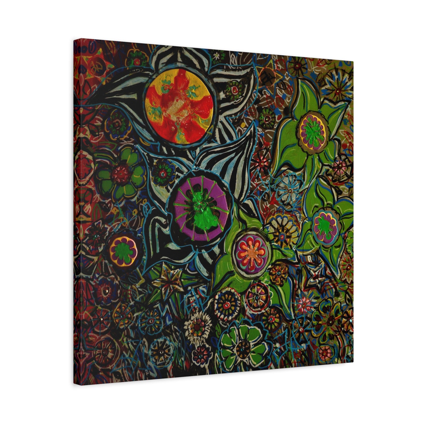 Urban_gardening-03 - Psychedelic Floral Canvas Print — Vibrant Abstract Garden Wall Art