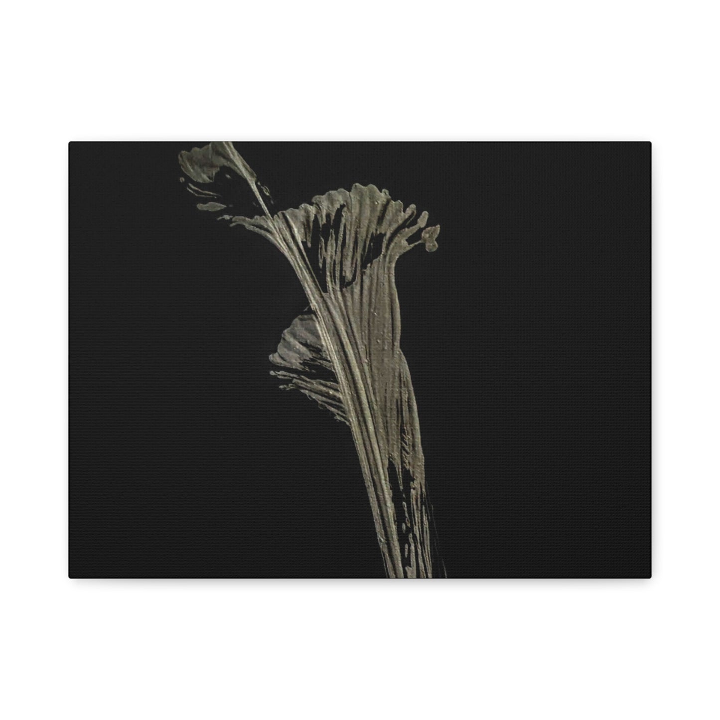 Calla Lilly - Minimalist Botanical Canvas Print — Monochrome Flower Art on Black Matte