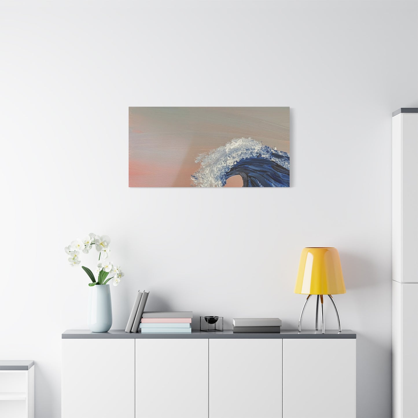 California_Coast - Ocean Wave Canvas Art — Blue Wave Seascape Matte Stretched Canvas