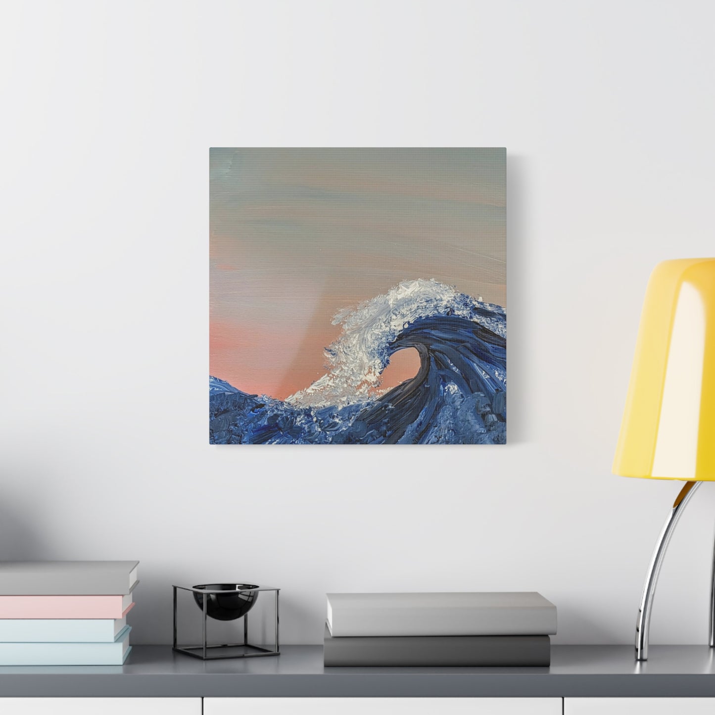 California_Coast - Ocean Wave Canvas Art — Blue Wave Seascape Matte Stretched Canvas