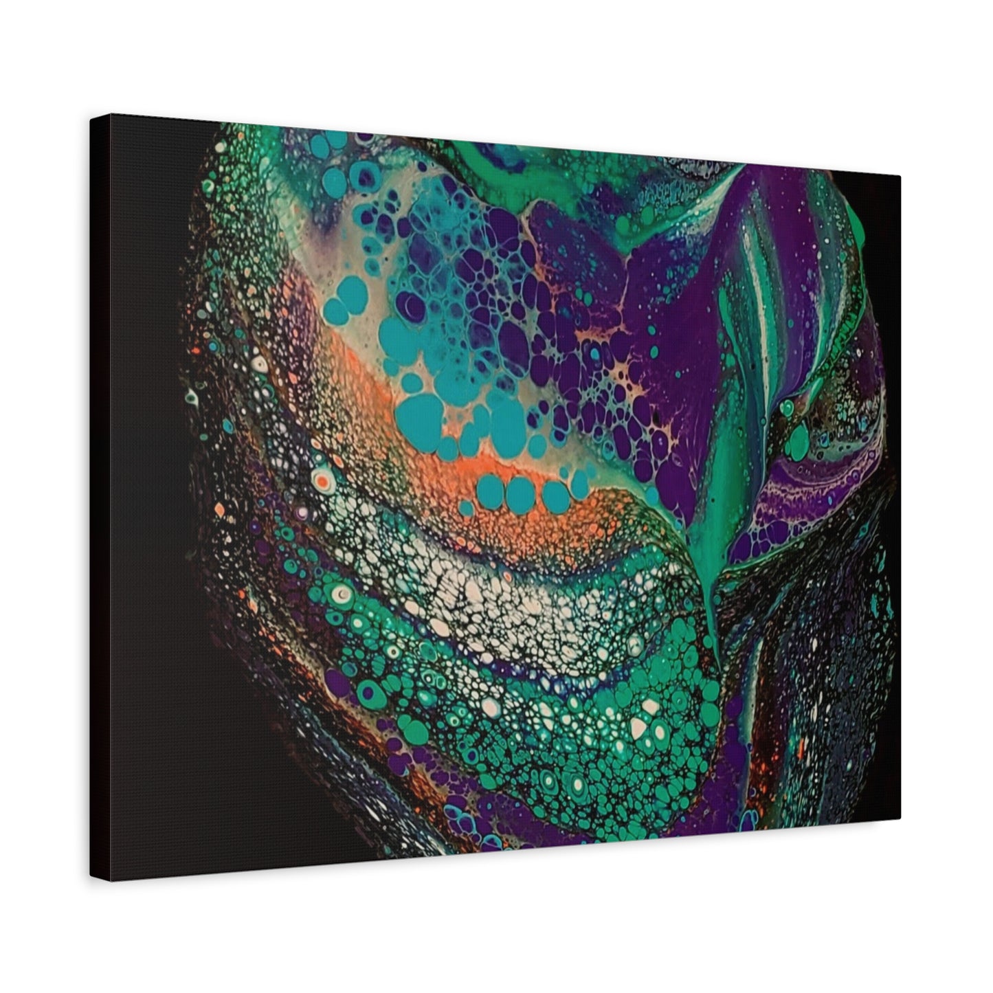 Abstract Fluid Art Canvas Print — Teal, Purple & Gold Swirl Matte Stretched Wall Art