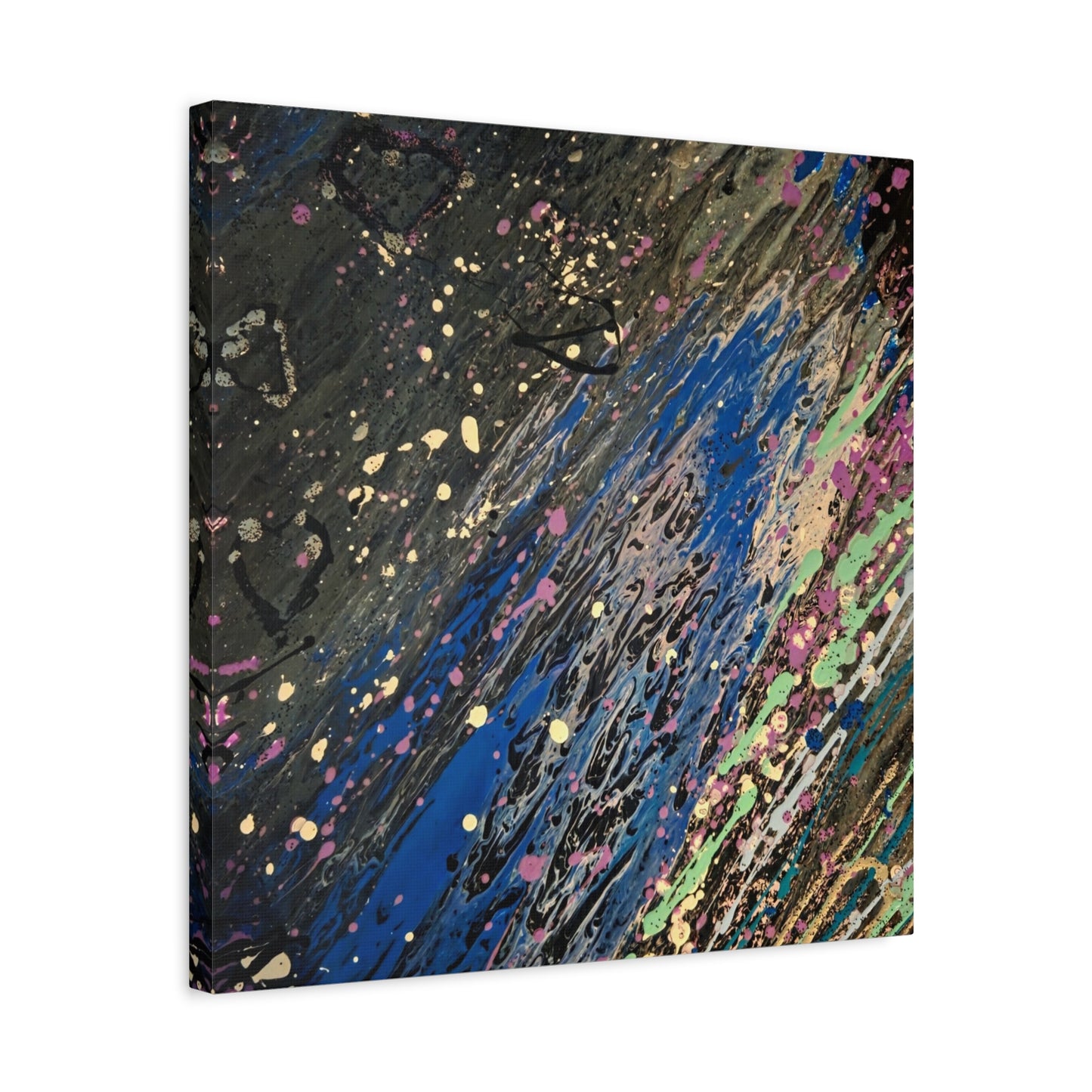 Abstract Splatter Matte Canvas Print — Colorful Fluid Art Wall Decor, Stretched 1.25"