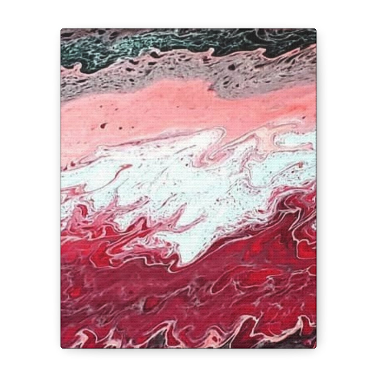 Abstract Pink & Red Fluid Art Canvas — Matte Stretched Wall Art