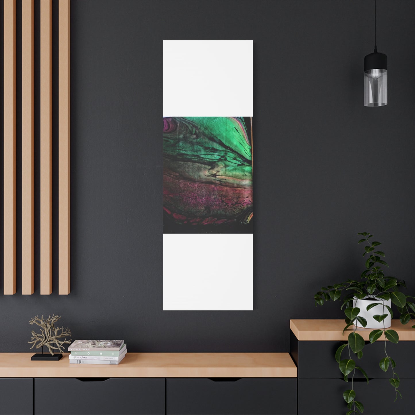 flame tempered pour - Abstract Teal & Magenta Canvas Wall Art — Matte Stretched 1.25"