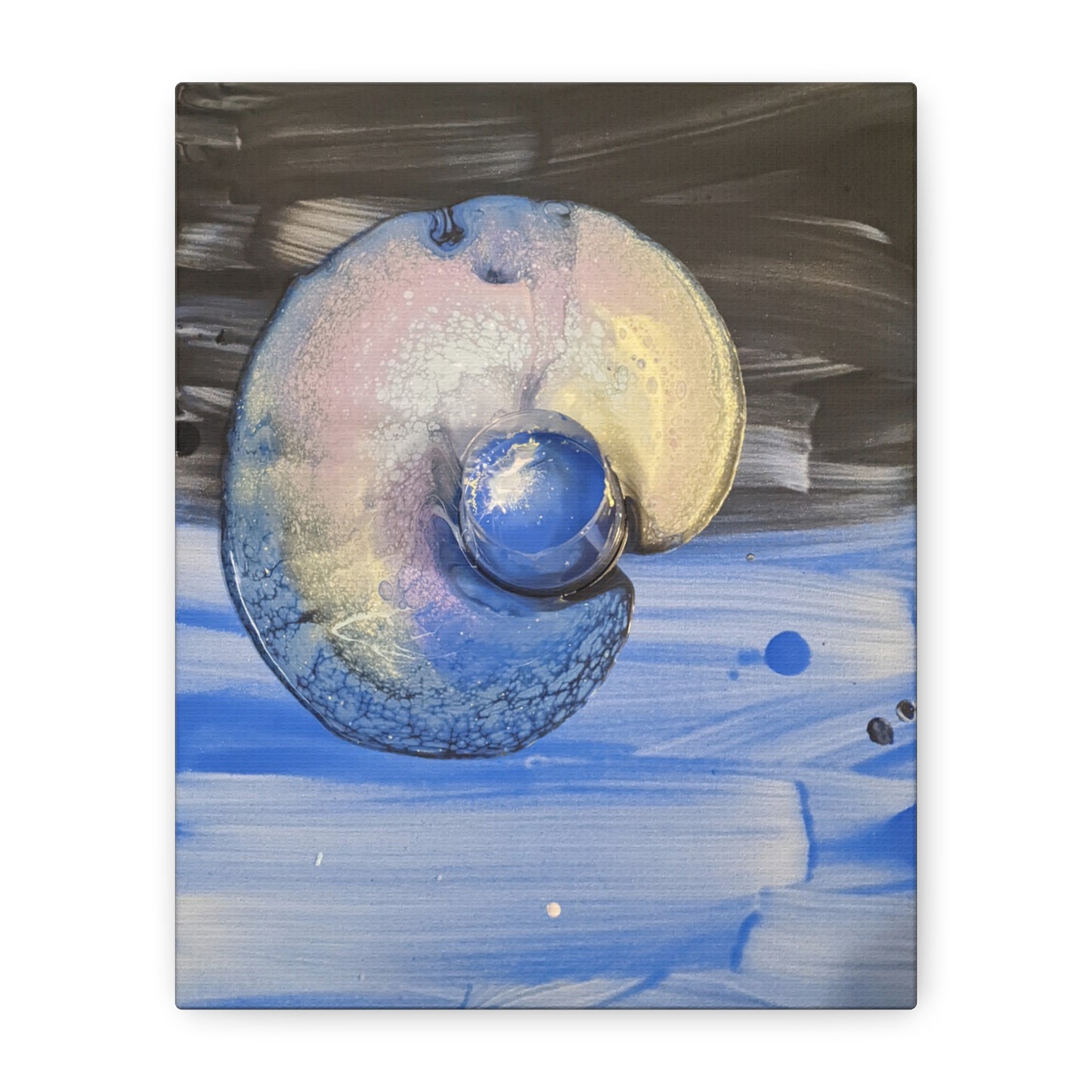 the nautilus - Abstract Blue Spiral Matte Canvas Art - Nautical Coastal Wall Decor