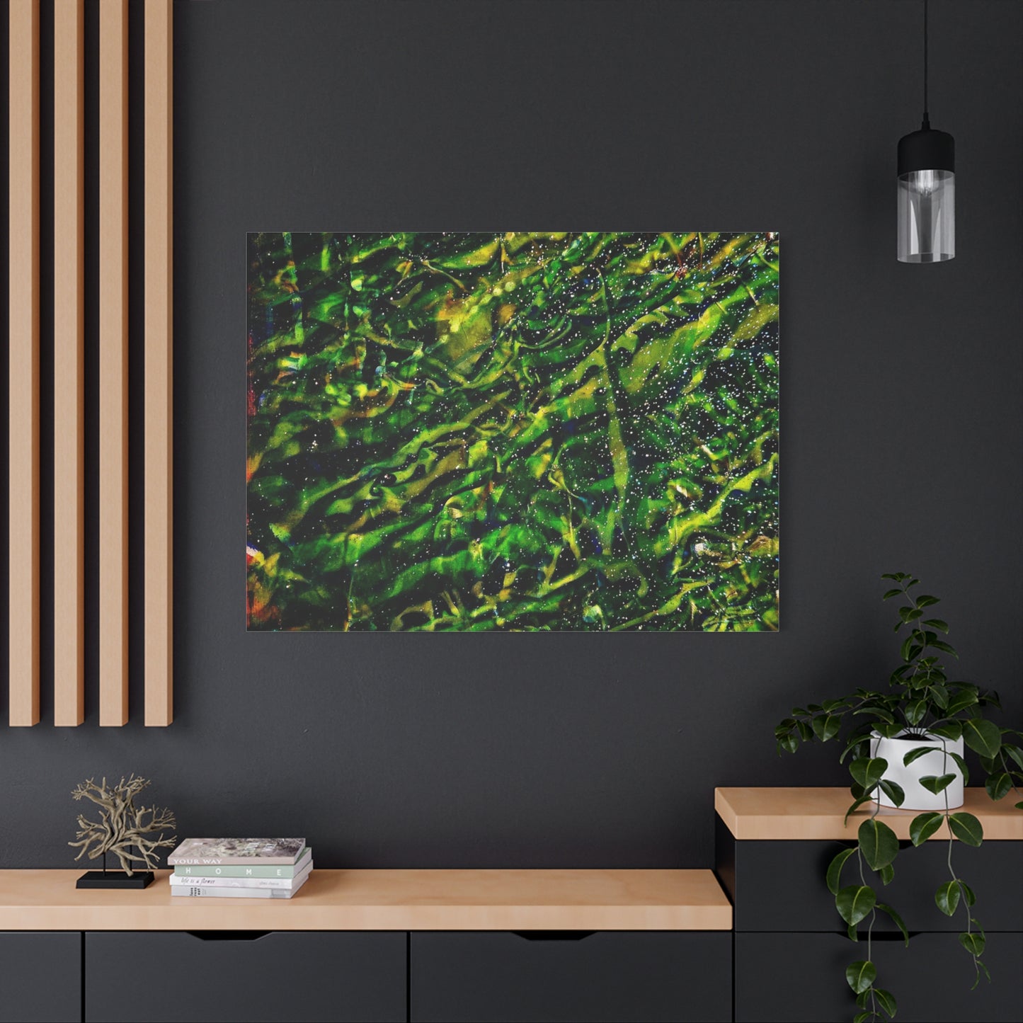 Confessions - Abstract Green Texture Canvas - Matte Stretched Wall Art