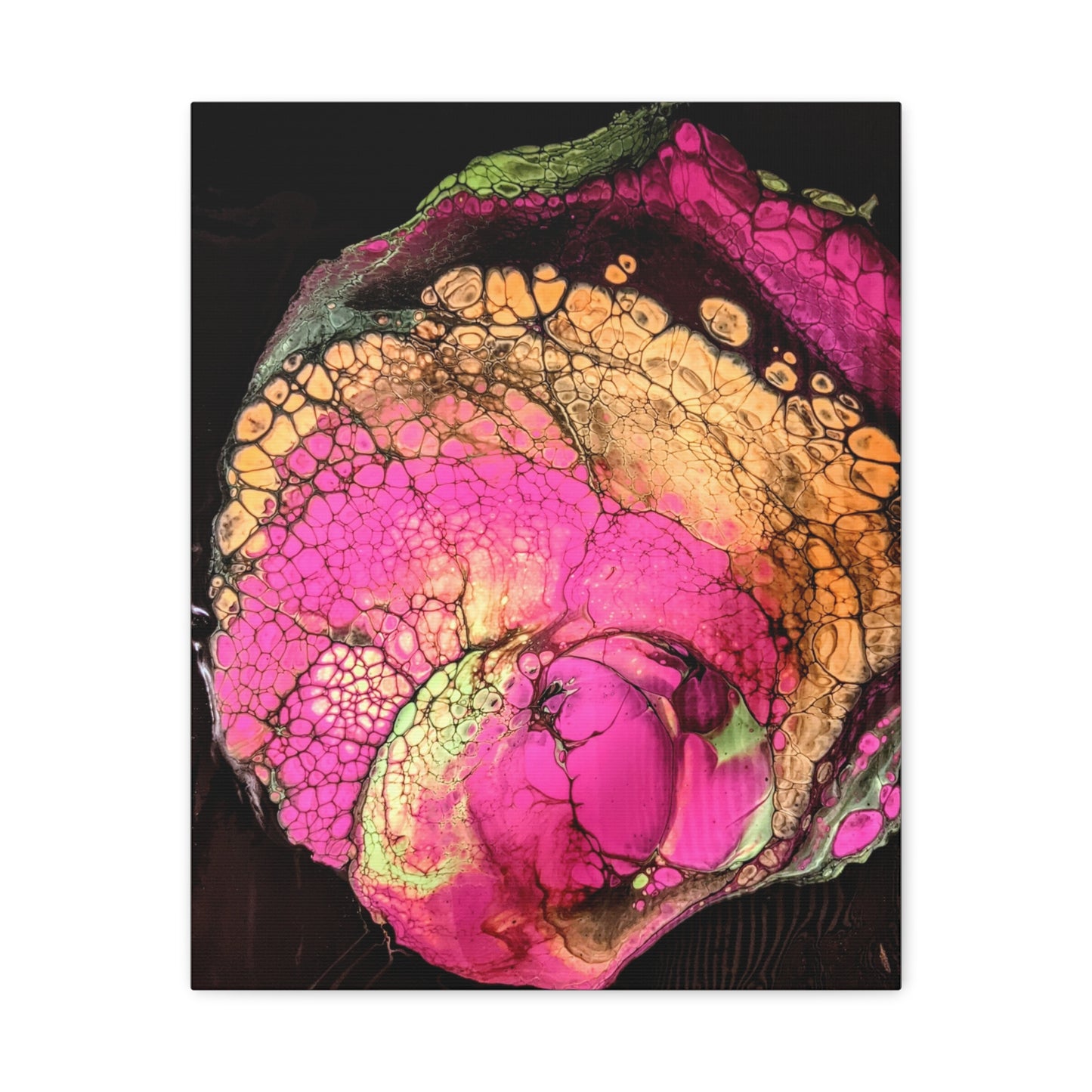 Abstract Pink & Gold Fluid Art Canvas