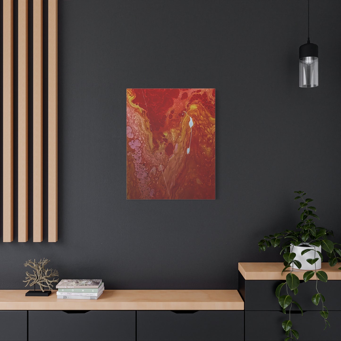 Abstract Red Fluid Art Canvas Print — Matte Stretched Wall Art