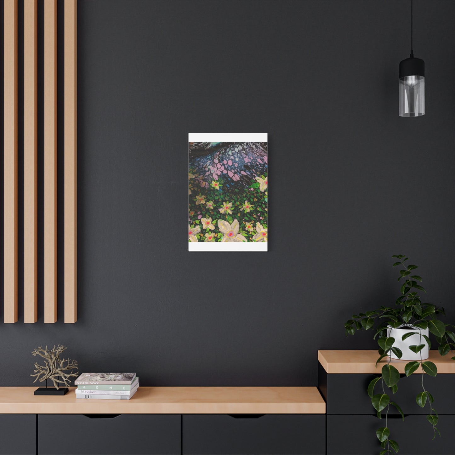 Floetrol&Flowers - Night Pour Garden Matte Canvas Print — Stretched Wall Art