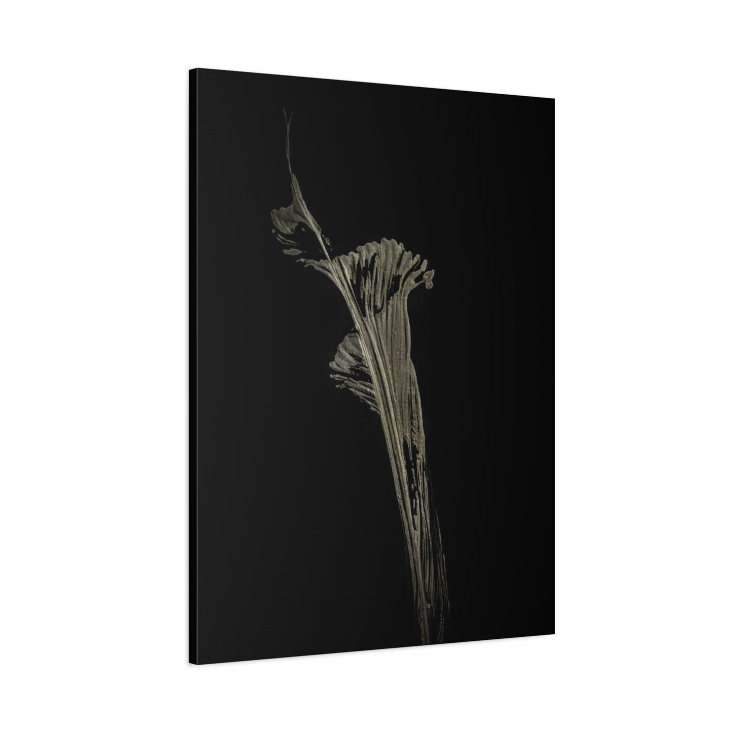 Calla Lilly - Minimalist Botanical Canvas Print — Monochrome Flower Art on Black Matte