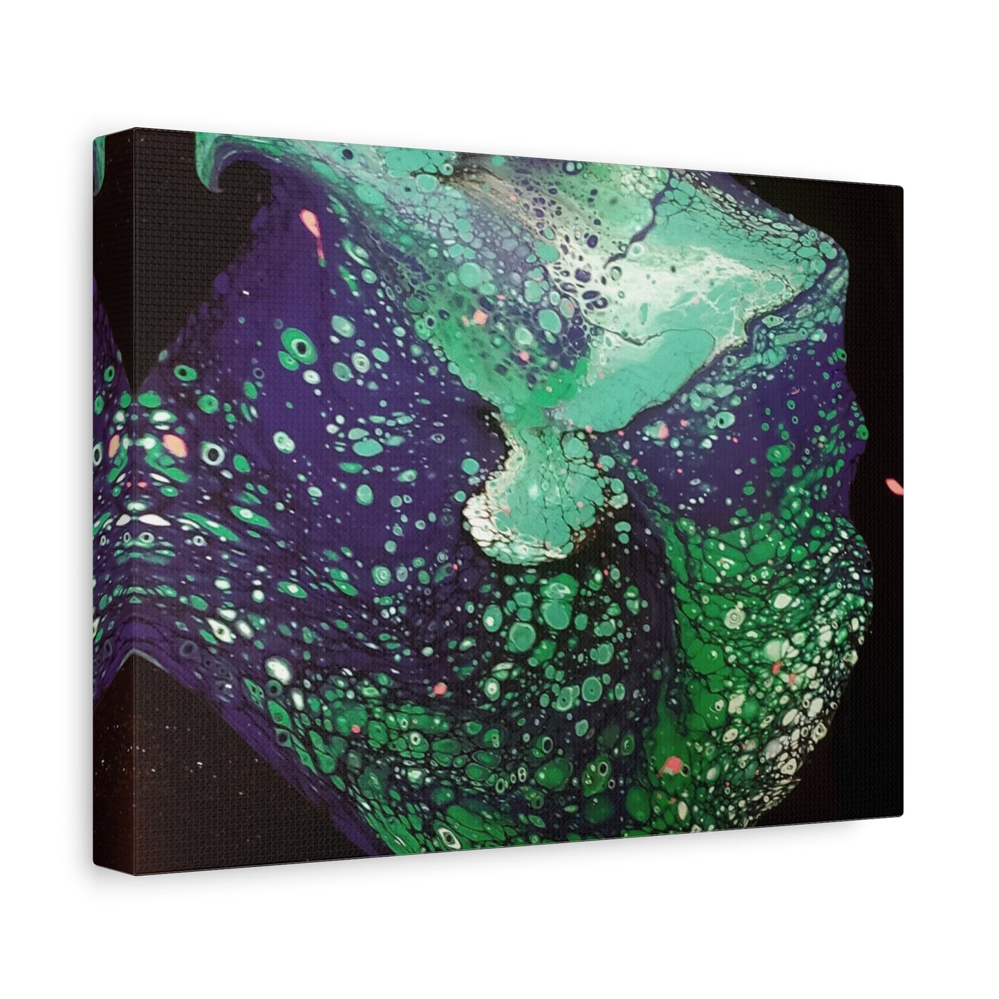 Abstract Green & Teal Fluid Art Canvas Print - Matte Stretched Wall Art