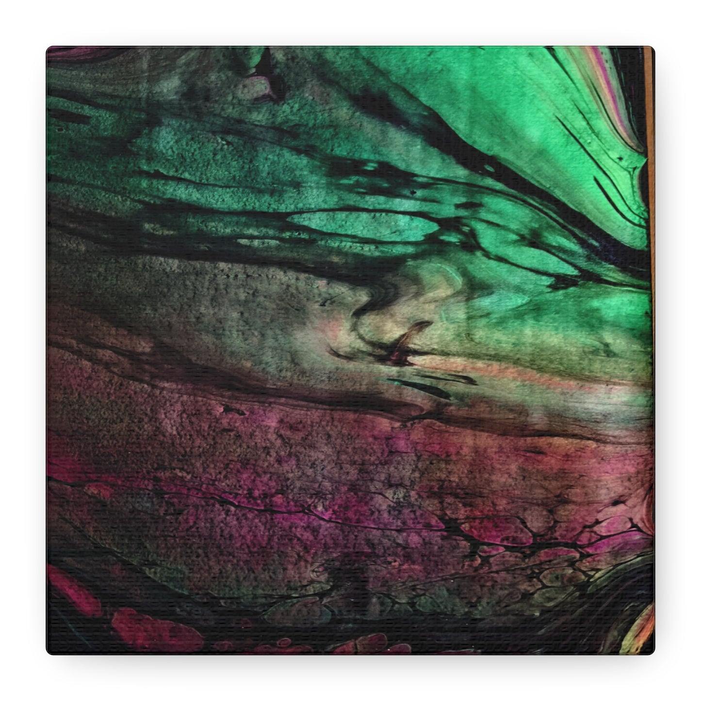 flame tempered pour - Abstract Teal & Magenta Canvas Wall Art — Matte Stretched 1.25"
