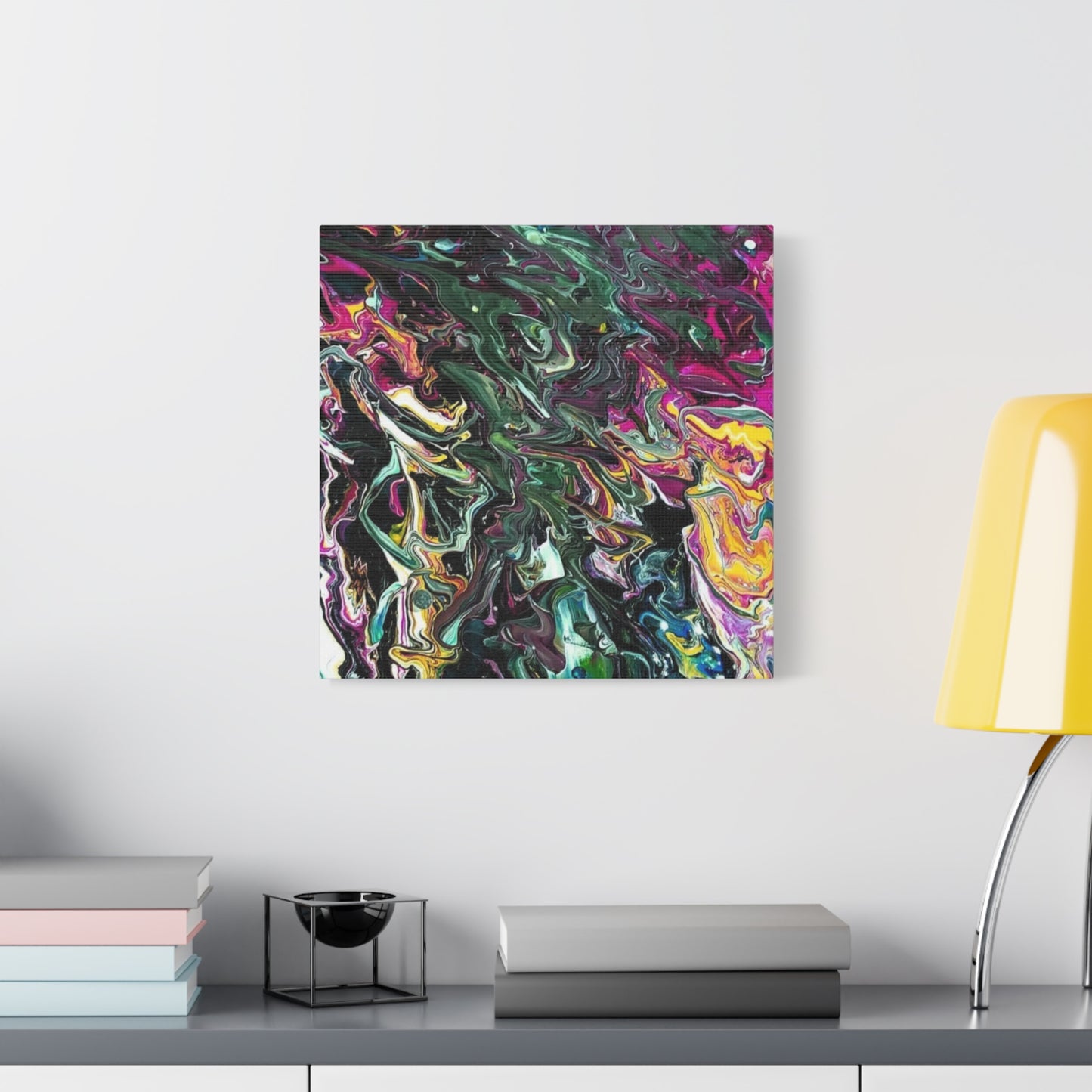 chaos in the garden - Abstract Fluid Art Matte Canvas Print - Colorful Swirl Wall Art