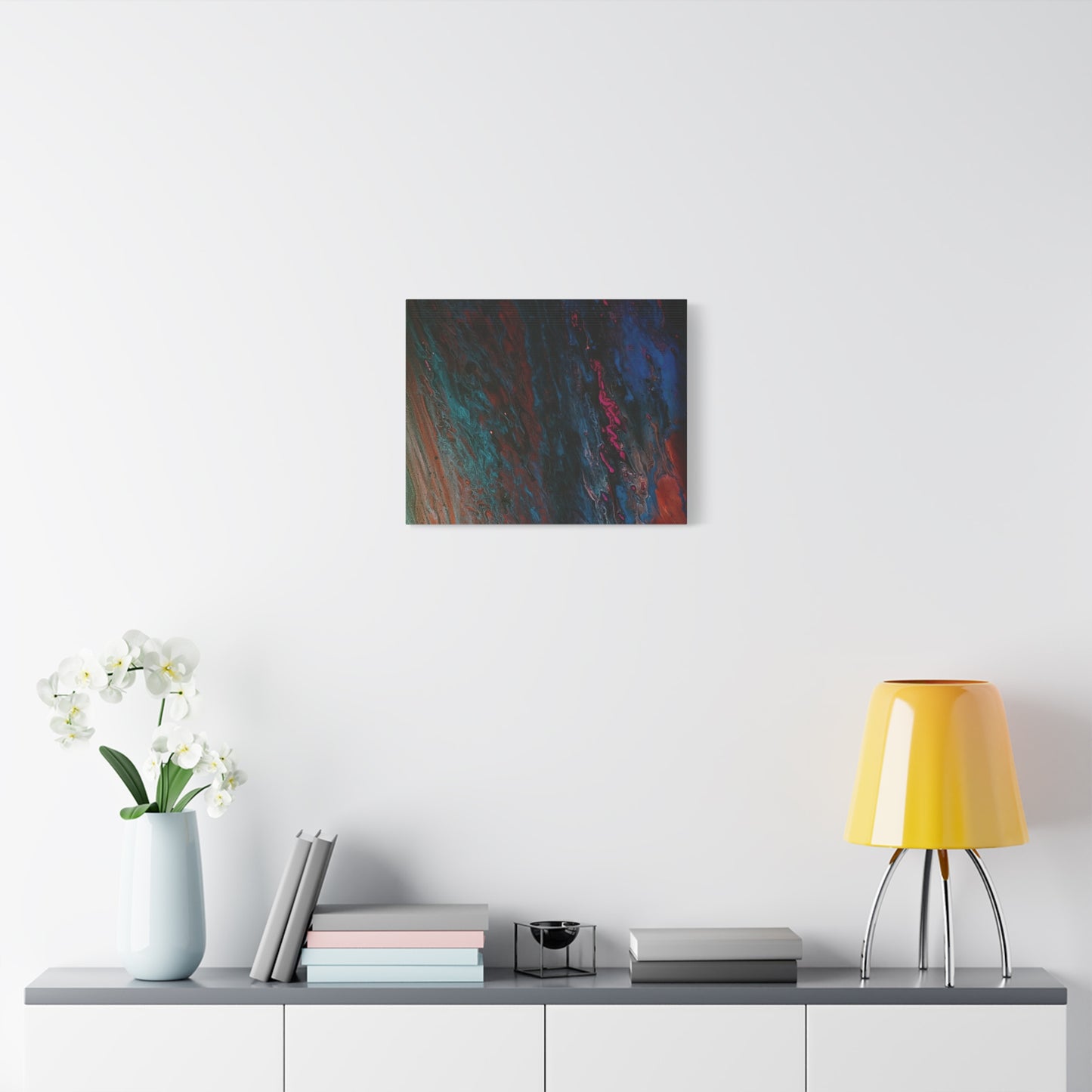 Abstract Fluid Art Canvas Wall Art - Jupiter pour — Vibrant Ocean Night Matte Stretched Canvas