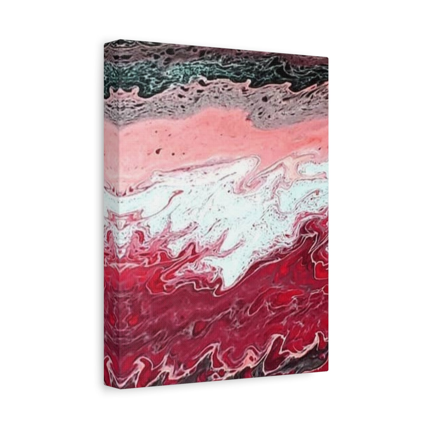 Abstract Pink & Red Fluid Art Canvas — Matte Stretched Wall Art