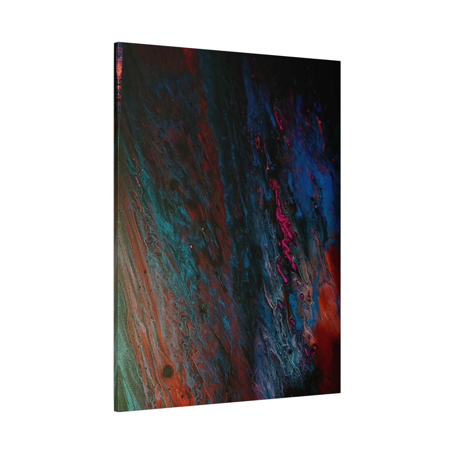 Abstract Fluid Art Canvas Wall Art - Jupiter pour — Vibrant Ocean Night Matte Stretched Canvas