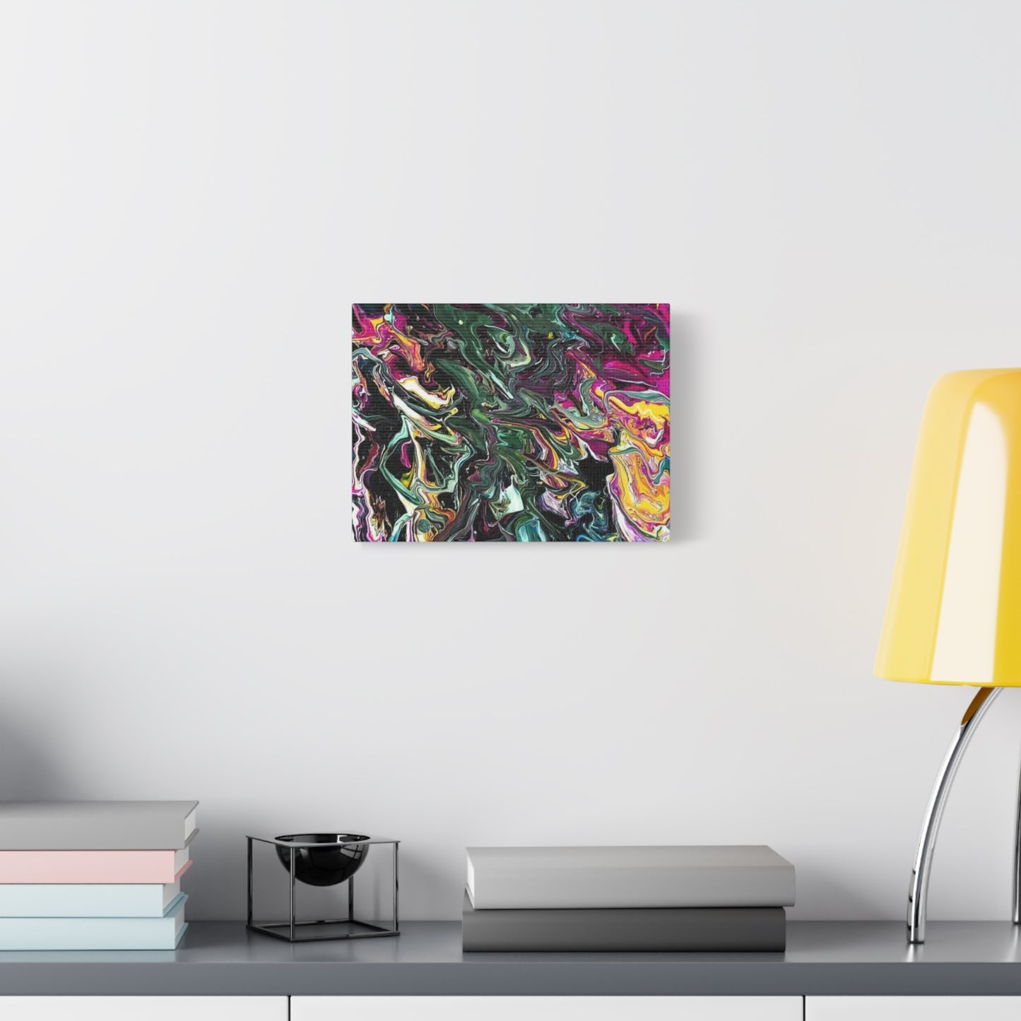 chaos in the garden - Abstract Fluid Art Matte Canvas Print - Colorful Swirl Wall Art