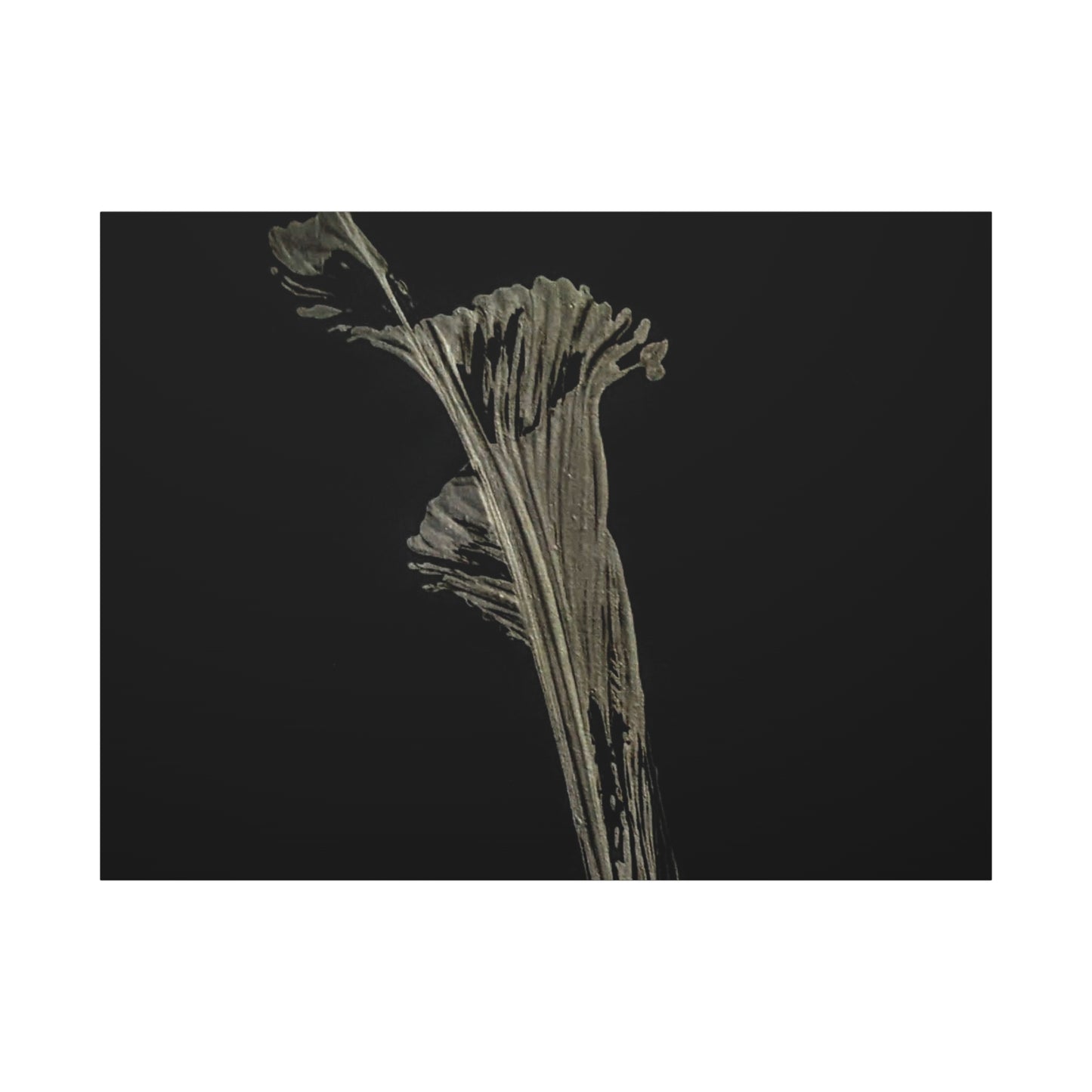 Calla Lilly - Minimalist Botanical Canvas Print — Monochrome Flower Art on Black Matte