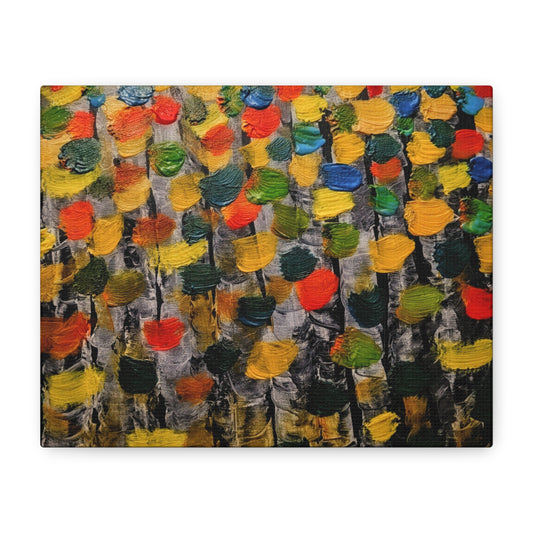 birch trees with color strokes - Abstract Color Bloom Matte Canvas Wall Art — Stretched 1.25"