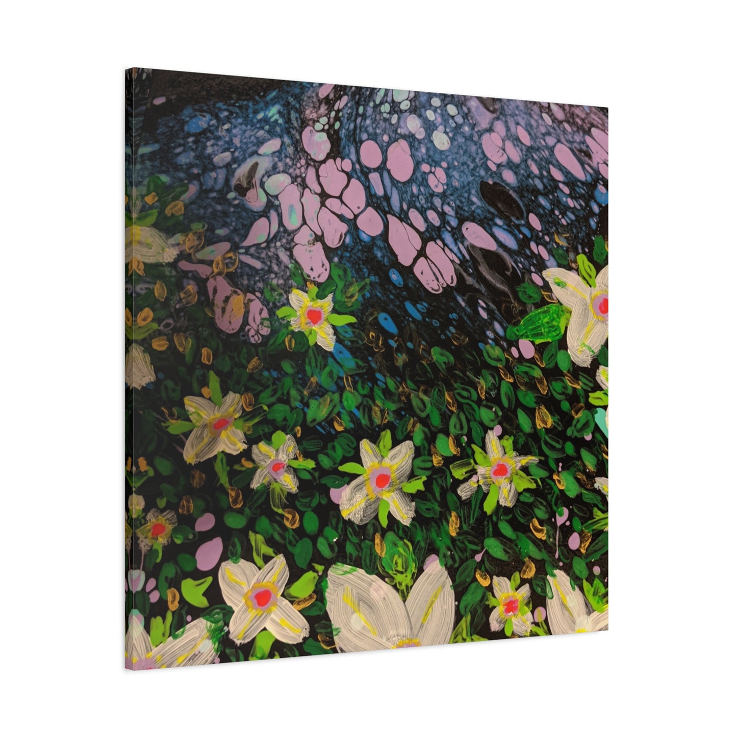 Floetrol&Flowers - Night Pour Garden Matte Canvas Print — Stretched Wall Art
