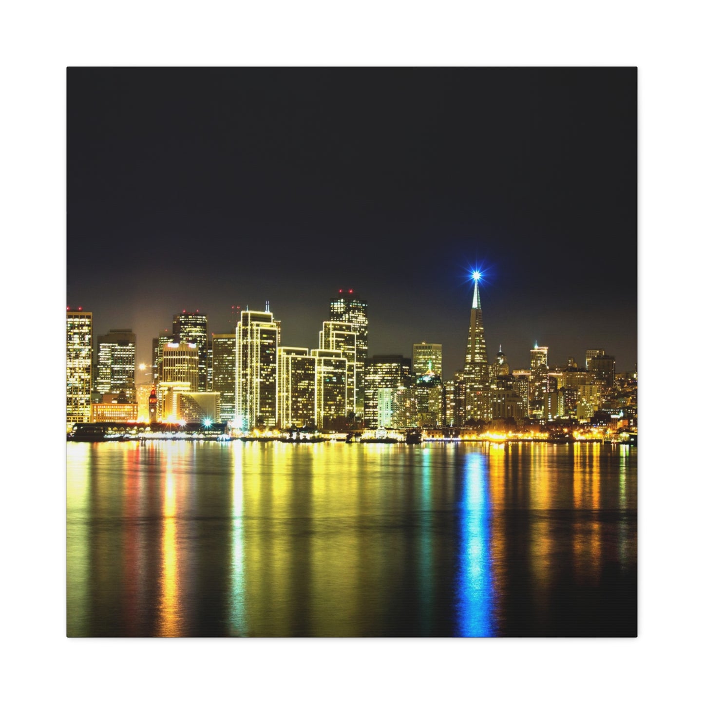 San Francisco Night Skyline Matte Canvas Print — Stretched 1.25"