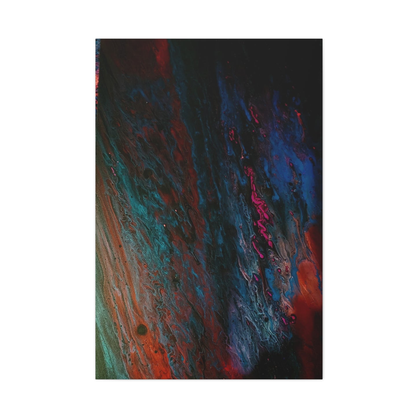 Abstract Fluid Art Canvas Wall Art - Jupiter pour — Vibrant Ocean Night Matte Stretched Canvas
