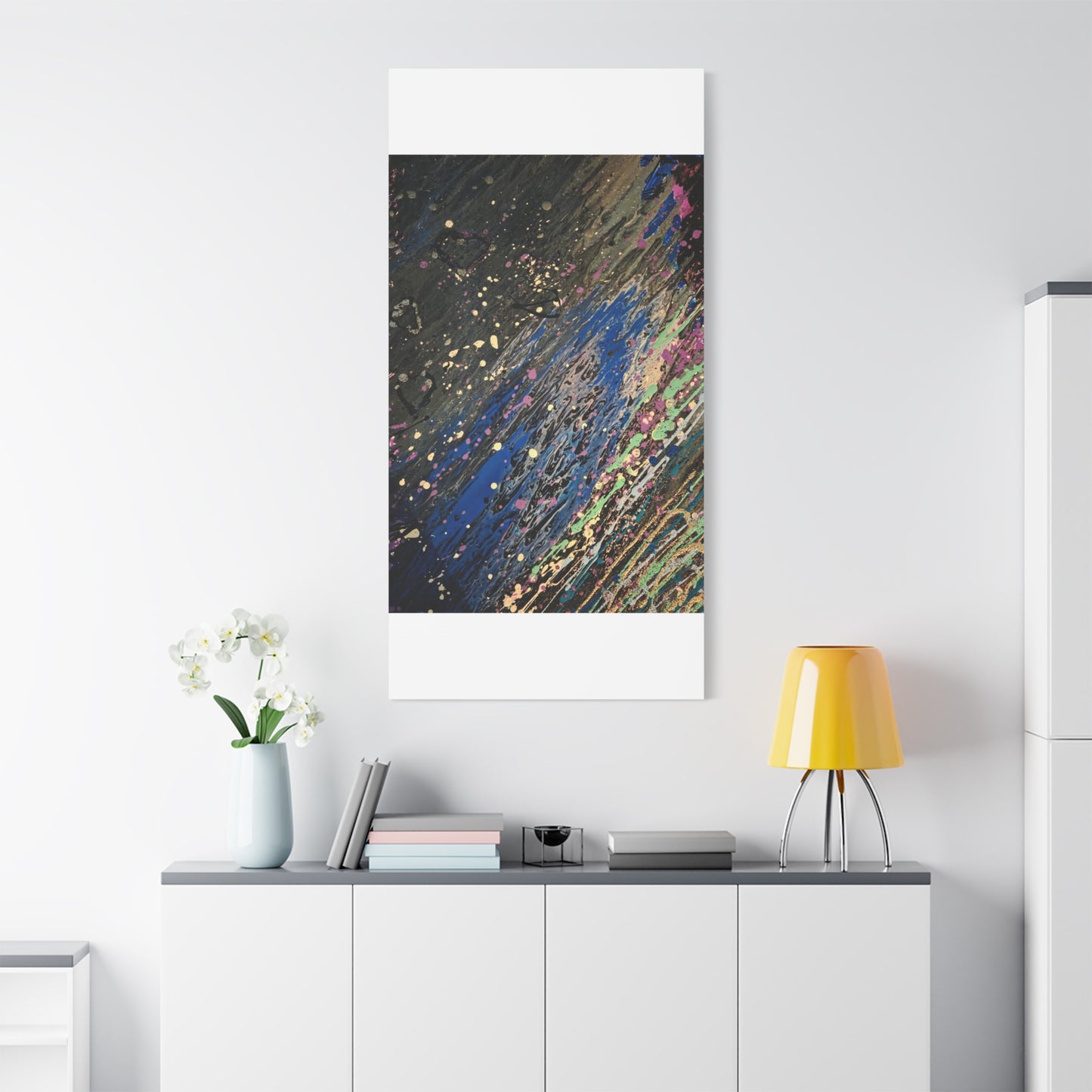 Abstract Splatter Matte Canvas Print — Colorful Fluid Art Wall Decor, Stretched 1.25"