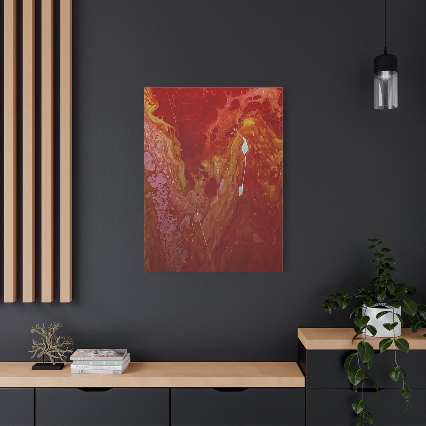 Abstract Red Fluid Art Canvas Print — Matte Stretched Wall Art