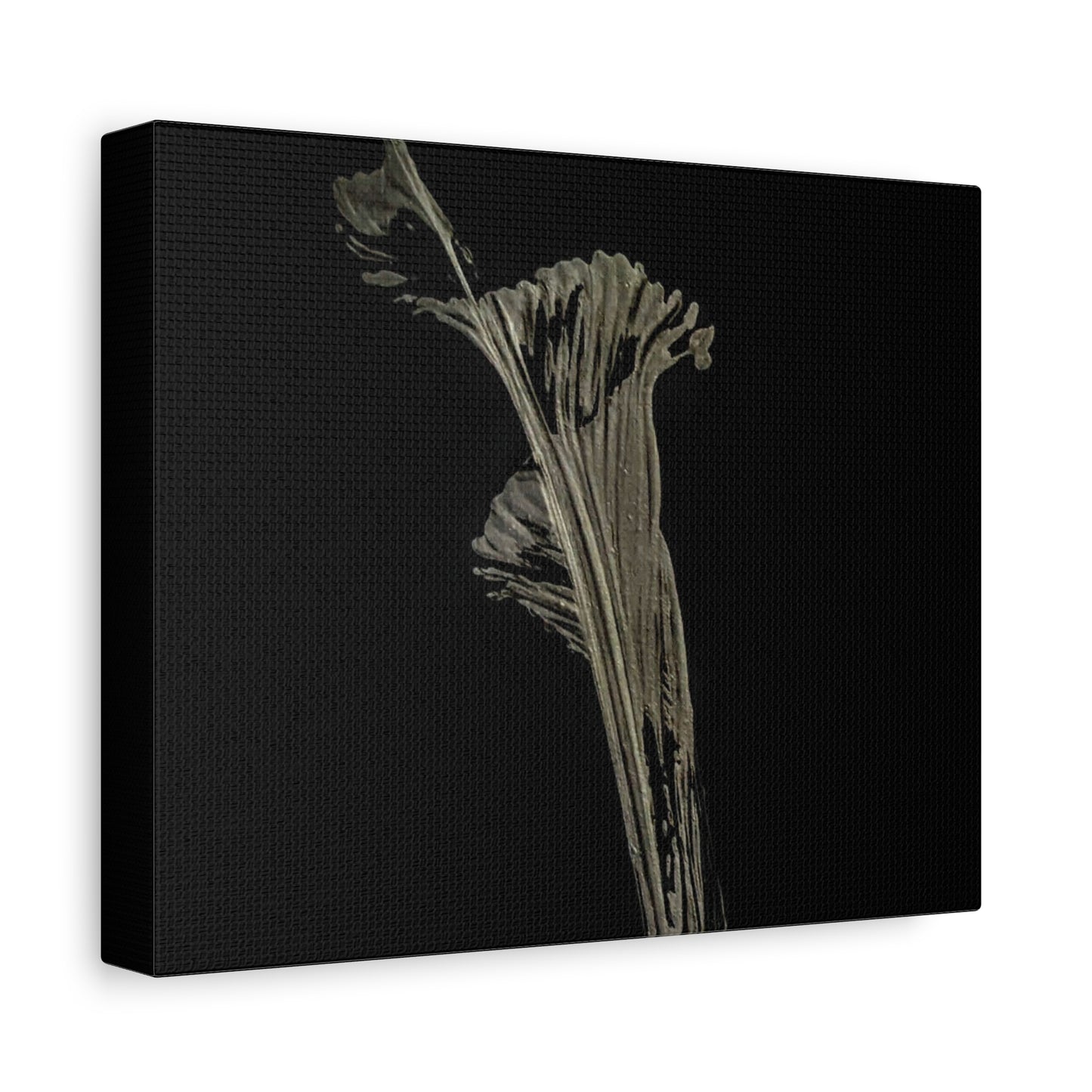 Calla Lilly - Minimalist Botanical Canvas Print — Monochrome Flower Art on Black Matte