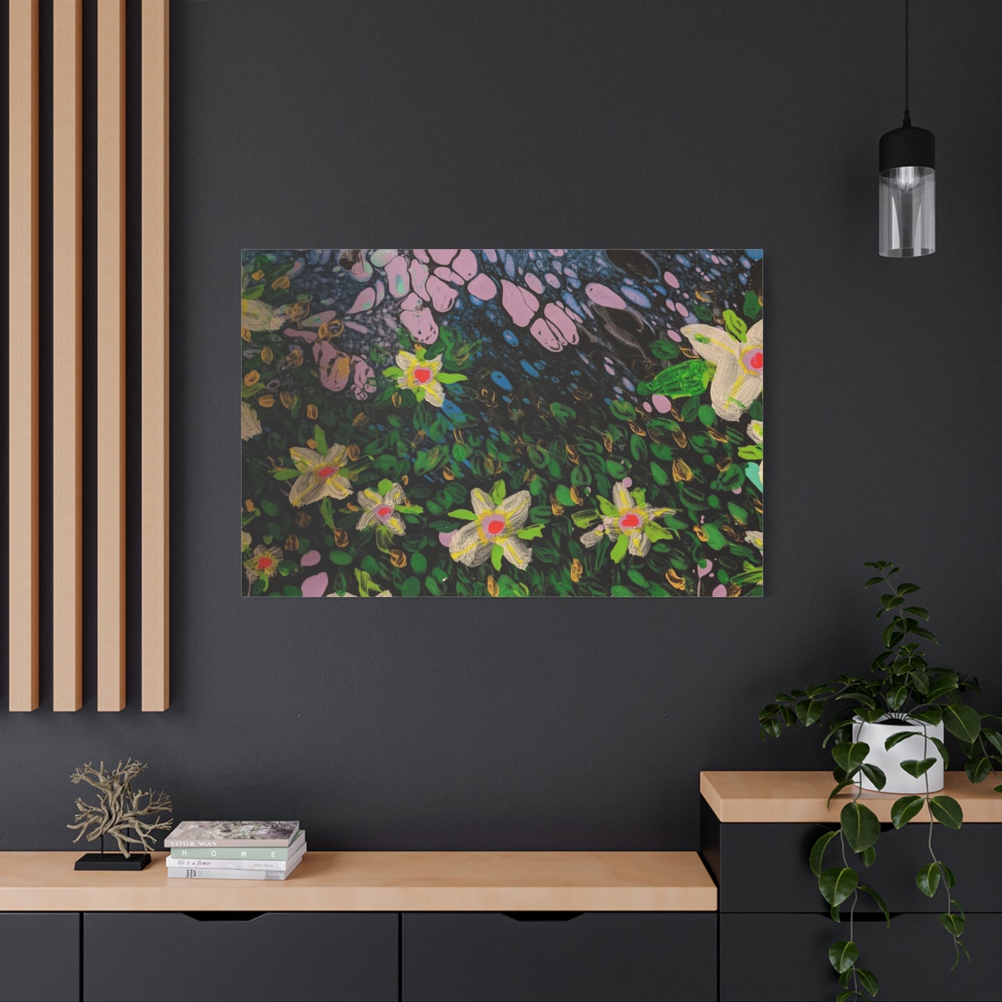 Floetrol&Flowers - Night Pour Garden Matte Canvas Print — Stretched Wall Art