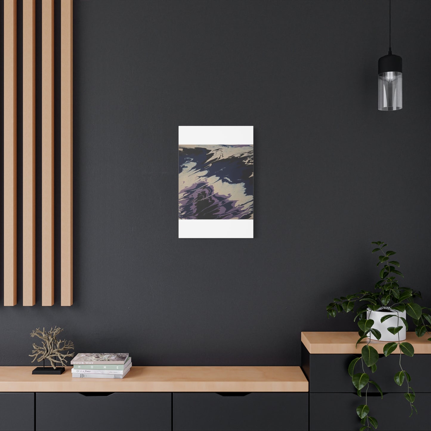 Abstract Navy & Lavender Wave Matte Stretched Canvas (1.25")