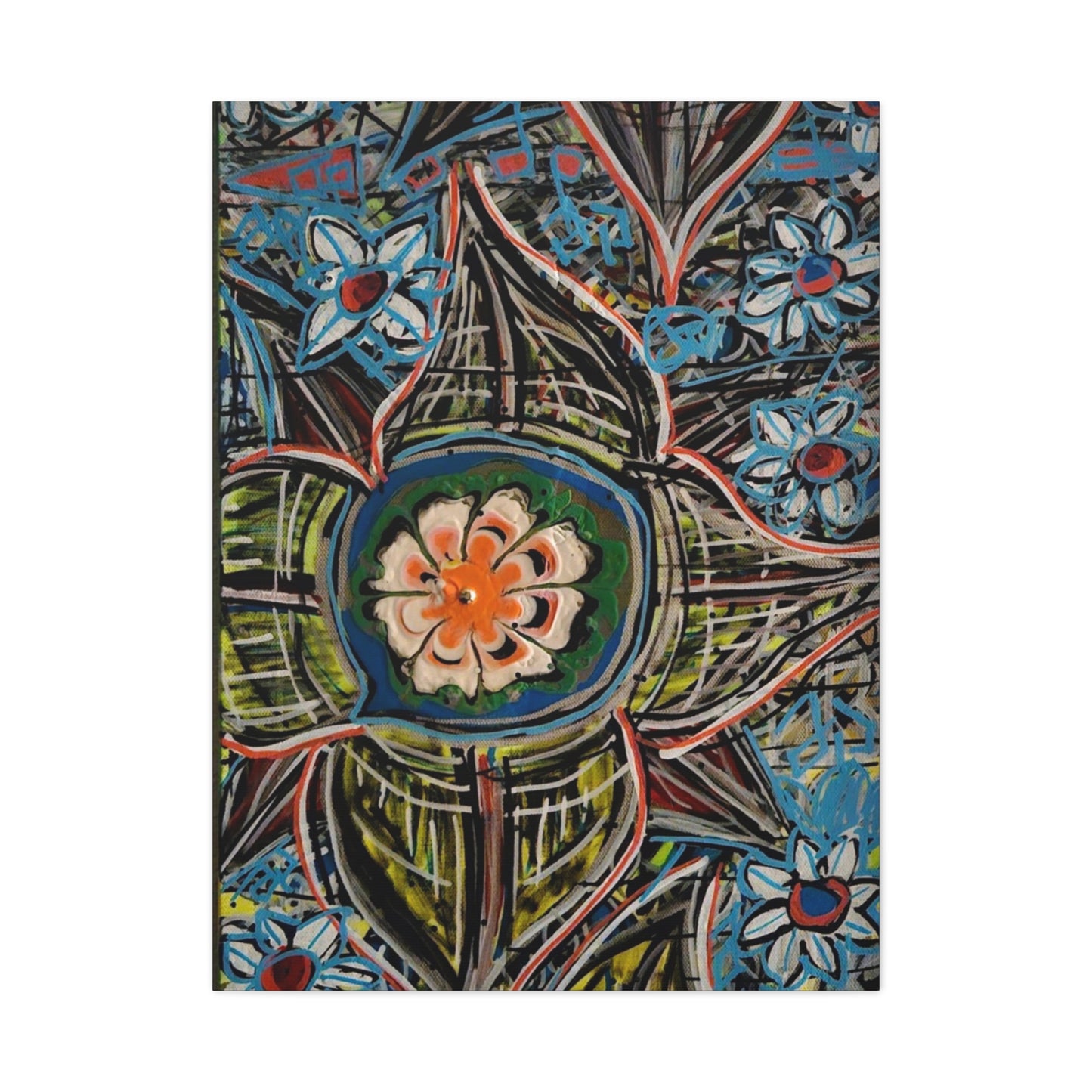 urban_gardening_02 - Abstract Floral Mandala Matte Canvas Print (Stretched 1.25")