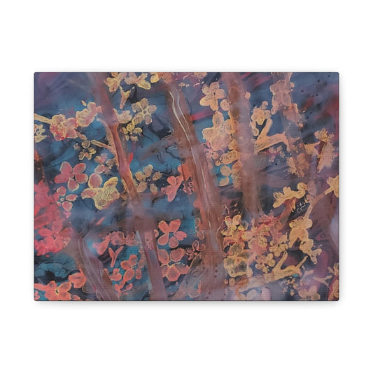 Abstract Floral Canvas Print — Moody Pink & Blue Stretched Wall Art