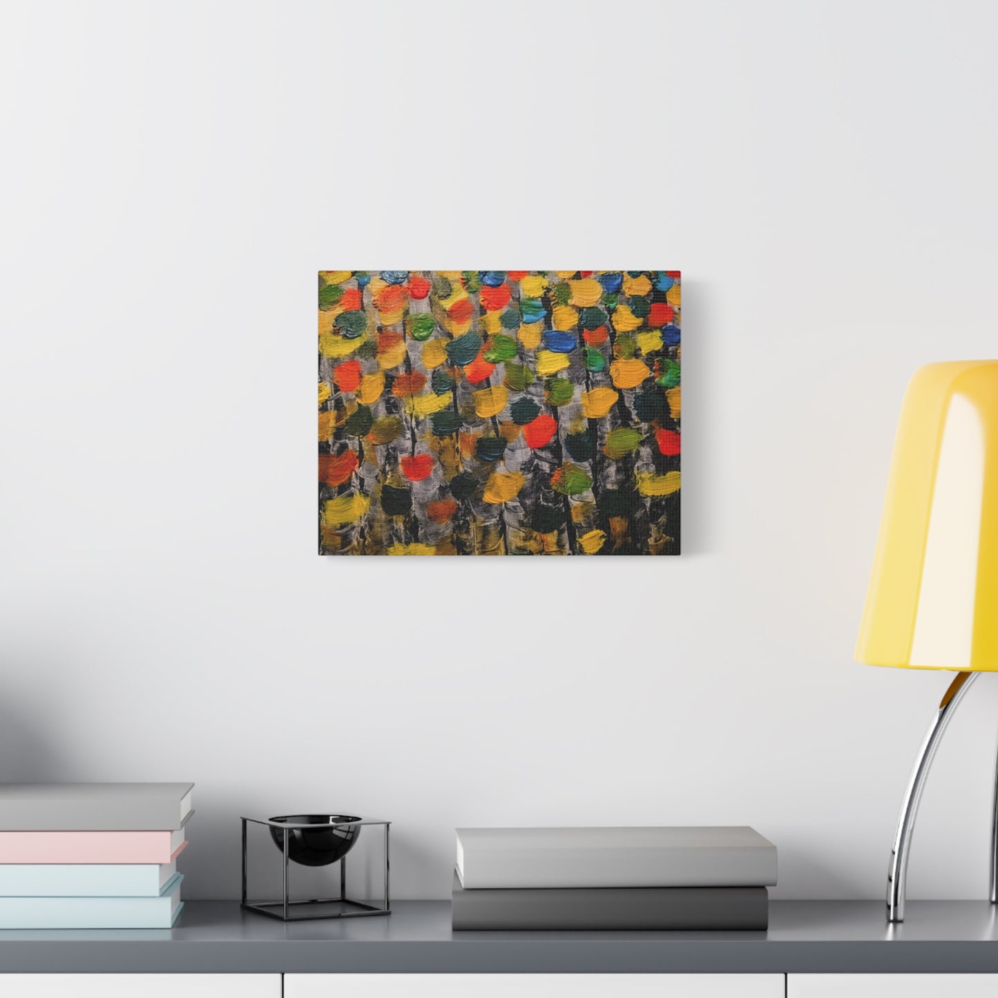 birch trees with color strokes - Abstract Color Bloom Matte Canvas Wall Art — Stretched 1.25"
