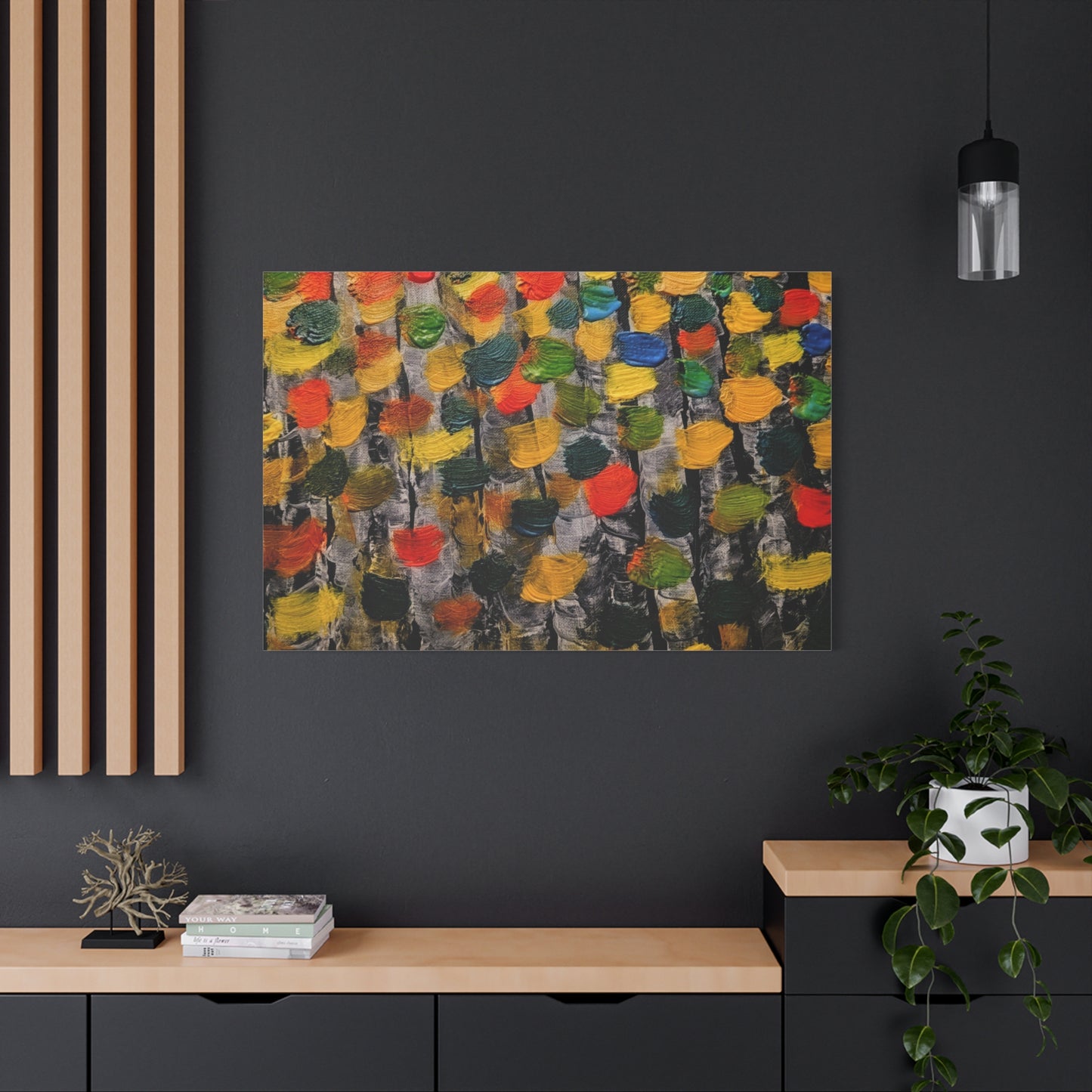 birch trees with color strokes - Abstract Color Bloom Matte Canvas Wall Art — Stretched 1.25"