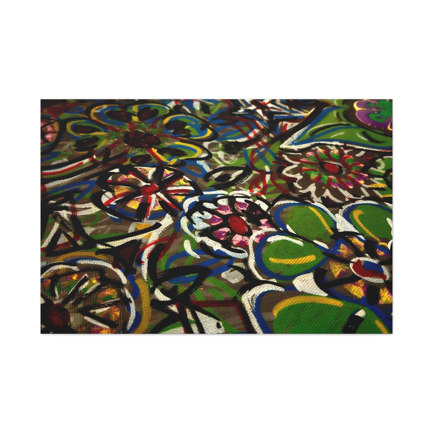Urban_Gardening - Abstract Floral Canvas Print — Colorful Street-Art Style Stretched Wall Art
